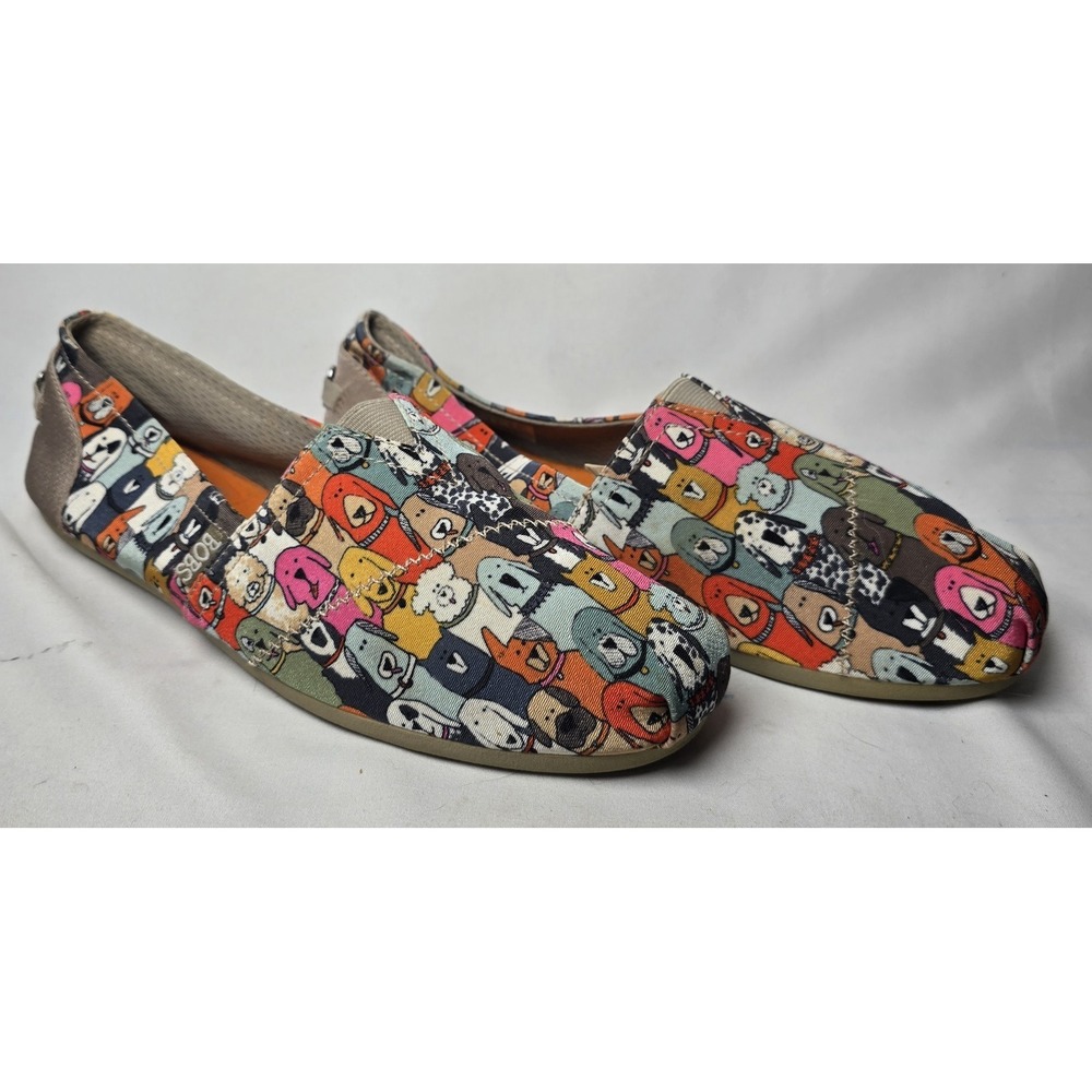 Skechers BOBS Shoes Womens Size‎ 11W Slip On Multicolor Dog Print Flats